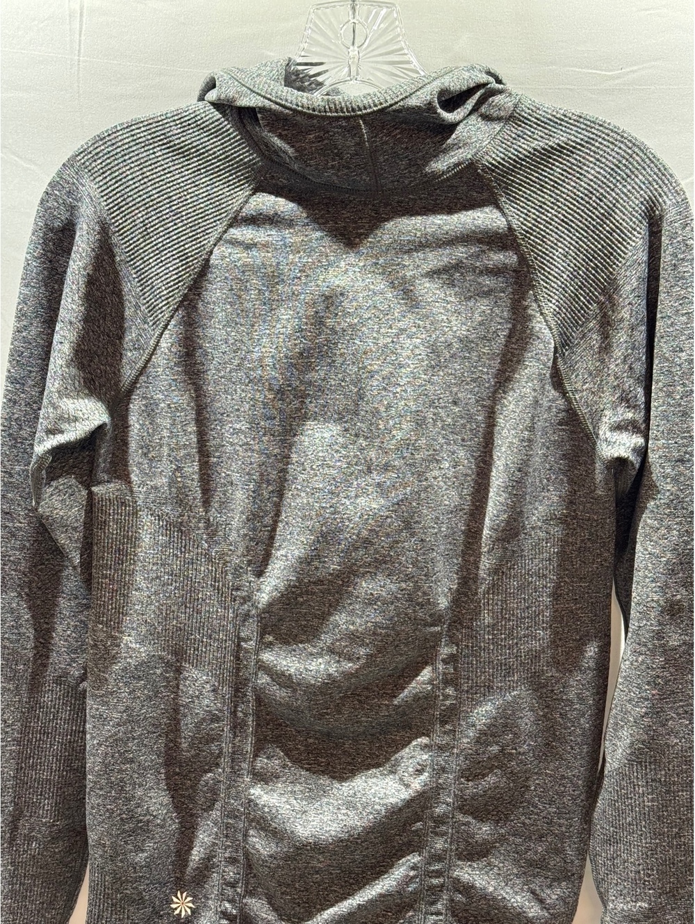 Athleta Women’s M Seamless Hooded Pullover Gray Thumbholes